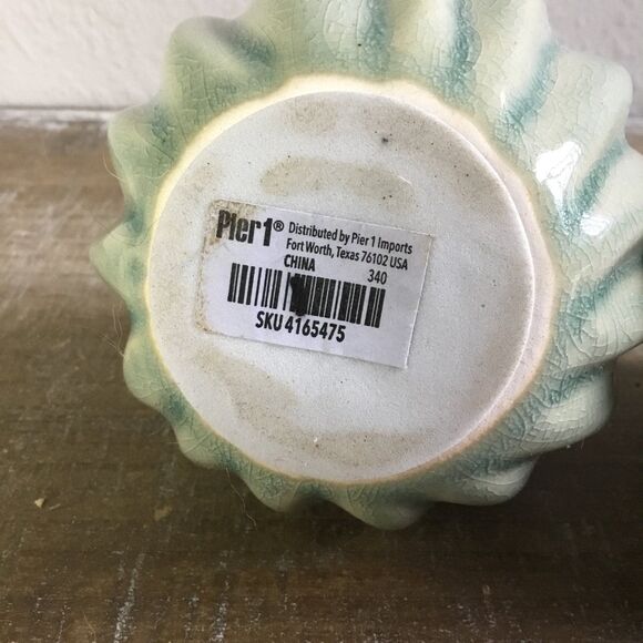 Pier one green ceramic orbs spheres with striations crazing cactus look - Picture 4 of 4